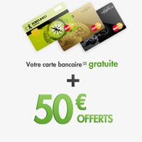 Carte bancaire MasterCard prime de 50 pour toute première ouverture